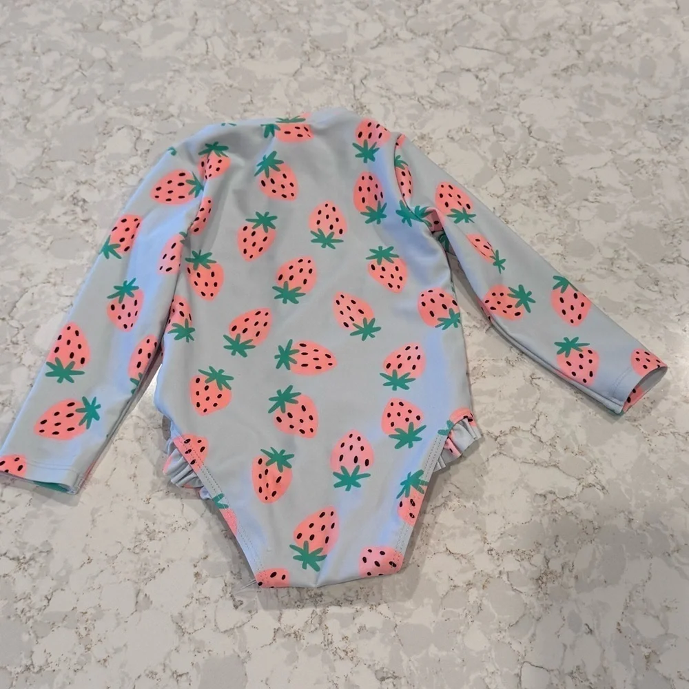 Old Navy 12-18M Strawberry Print Long Sleeve Swimsuit